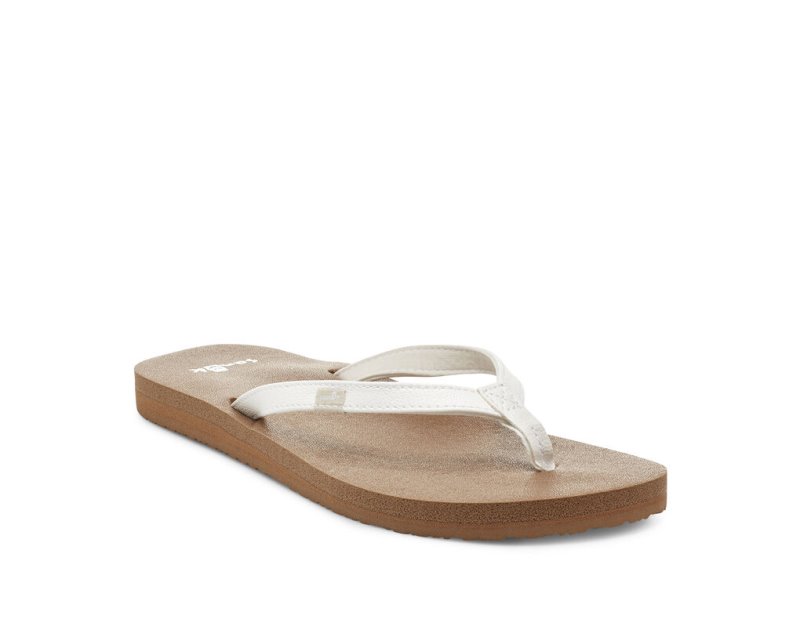 Sanuk Yoga Joy Women's Flip Flops White / Brown | Canada 64QMA